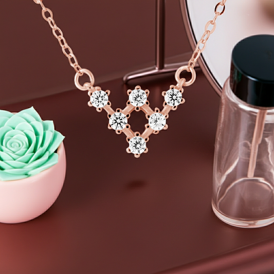 Collier triangle zirconium argent 925 plaqué or rose – vue principale | KENVIA
