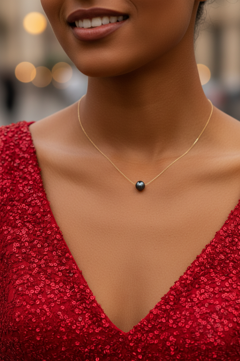 Collier perles Tahiti 8-9mm or jaune 9K – vue 2 | Perlinea Kenvia