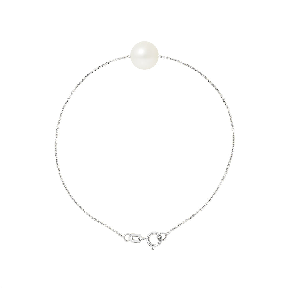 Bracelet perle blanche eau douce 8-9mm argent 925 rhodié – vue 2 | Perlinea Kenvia