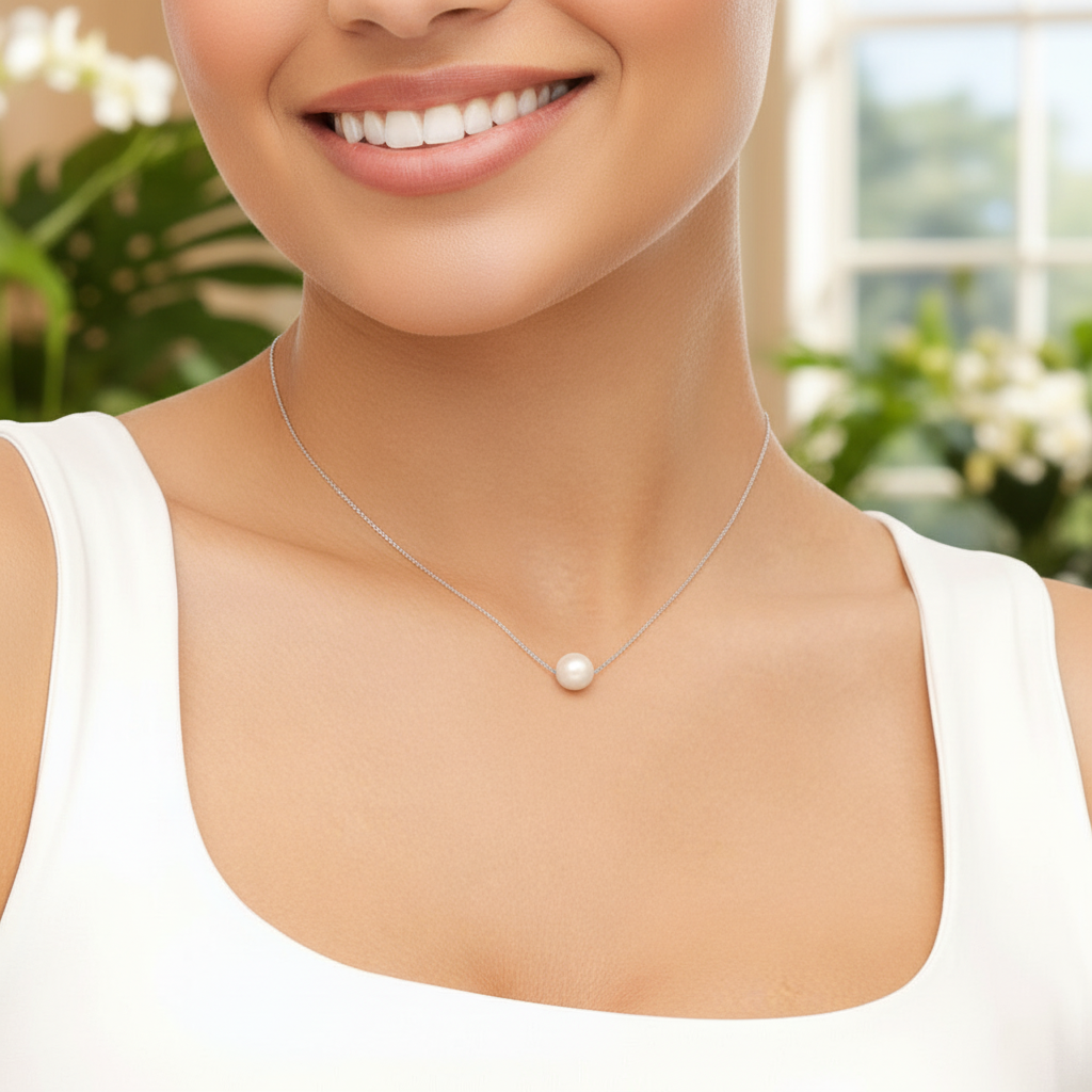Collier perle rose eau douce argent 925 – vue 4 | Perlinea Kenvia