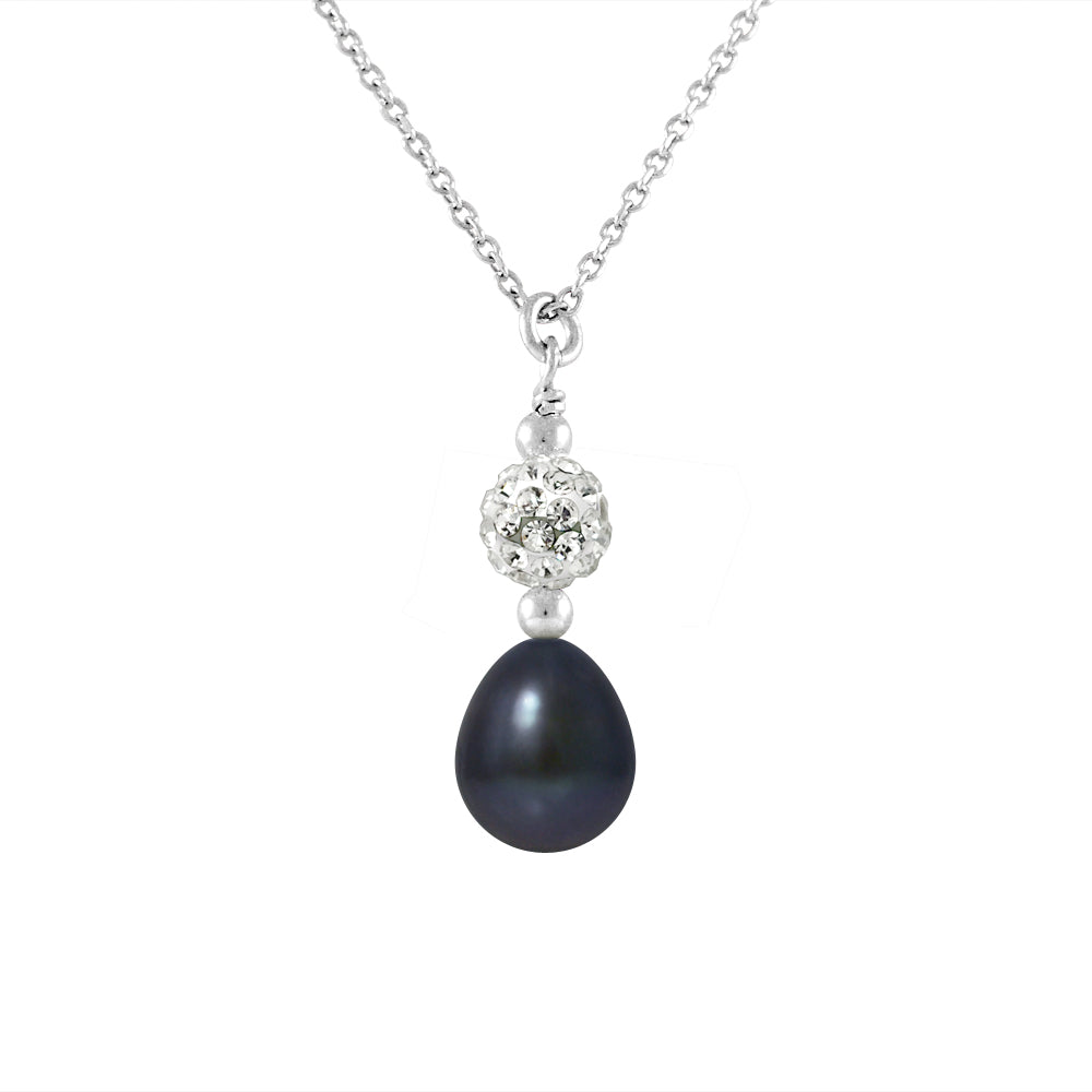 Collier perle de culture Black Tahiti 8-9mm argent 925 – vue principale | Perlinea Kenvia