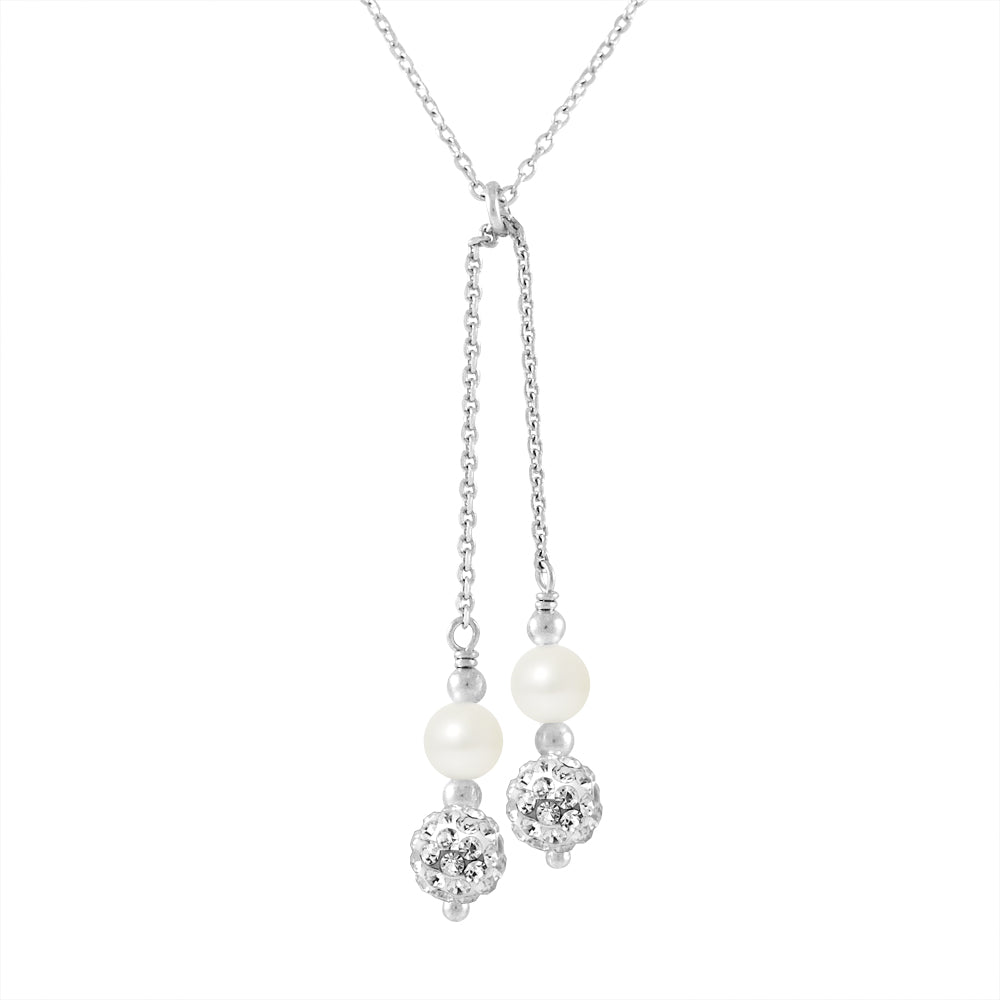 collier DUO perles blanches eau douce 5-6mm argent 925 – vue principale | Perlinea Kenvia
