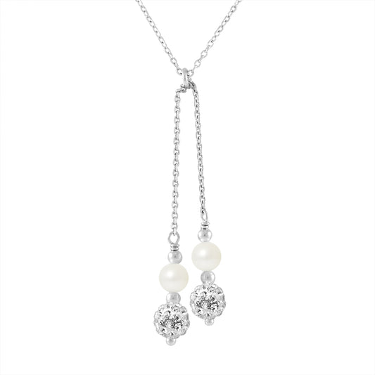 collier DUO perles blanches eau douce 5-6mm argent 925 – vue principale | Perlinea Kenvia