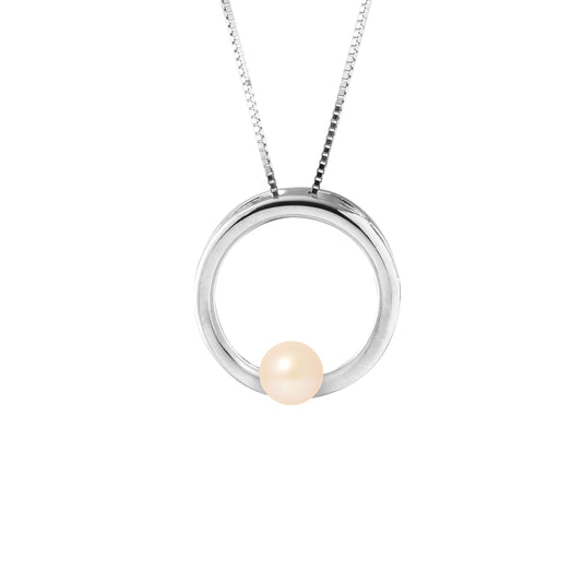 Collier cercle perle rose 6-7mm argent 925 – vue principale | Perlinea Kenvia