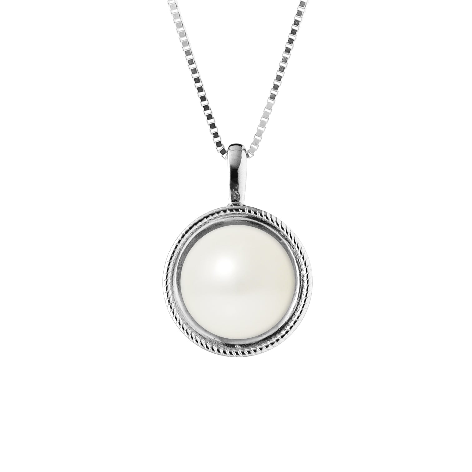 Collier perle de culture d'eau douce AAA+ 9-10mm blanc sur chaîne vénitienne argent 925 rhodié – PERLINEA - kenvia