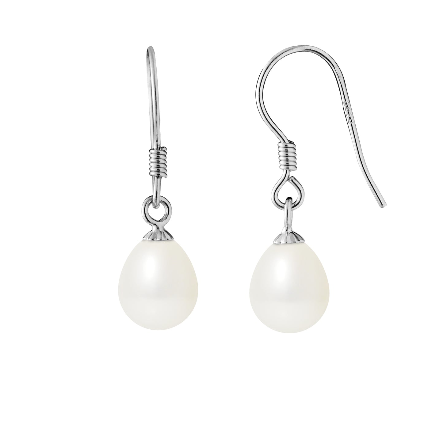 Boucles d'oreilles perles de culture blanches argent 925 – vue principale | Perlinea Kenvia