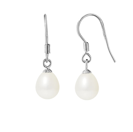Boucles d'oreilles perles de culture blanches argent 925 – vue principale | Perlinea Kenvia