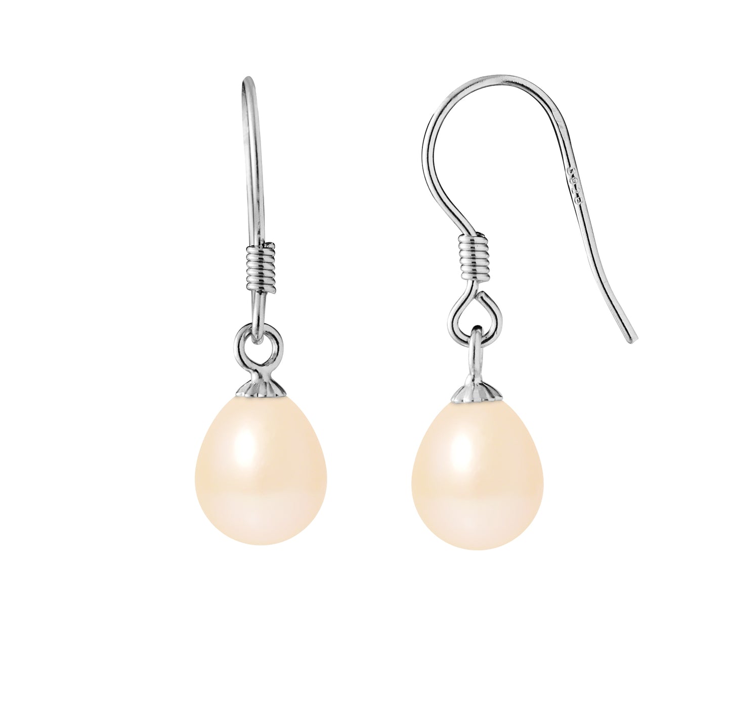 Boucles d'oreilles perles de culture d'eau douce rose crochet argent 925 rhodié – kenvia PERLINEA 
