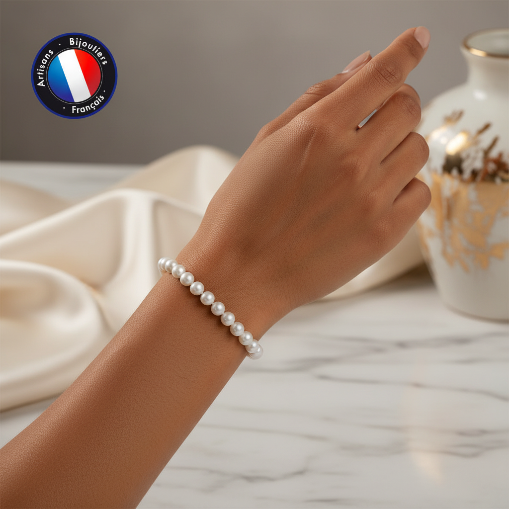 Bracelet perles de culture blanches 5-6mm – vue 3 | Perlinea Kenvia