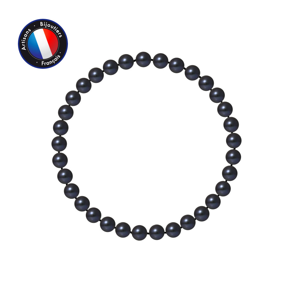 Bracelet porte bonheur perles Black Tahiti 5-6mm argent 925 – vue principale | Perlinea Kenvia