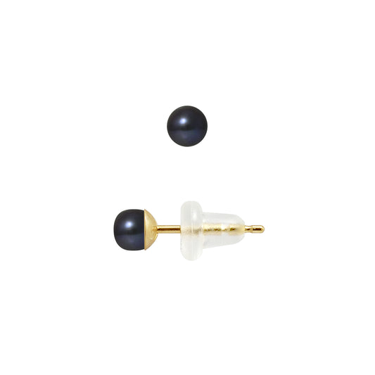 Boucles d'oreilles perles de culture Black Tahiti bouton 3-4 mm or jaune  – KENVIA
