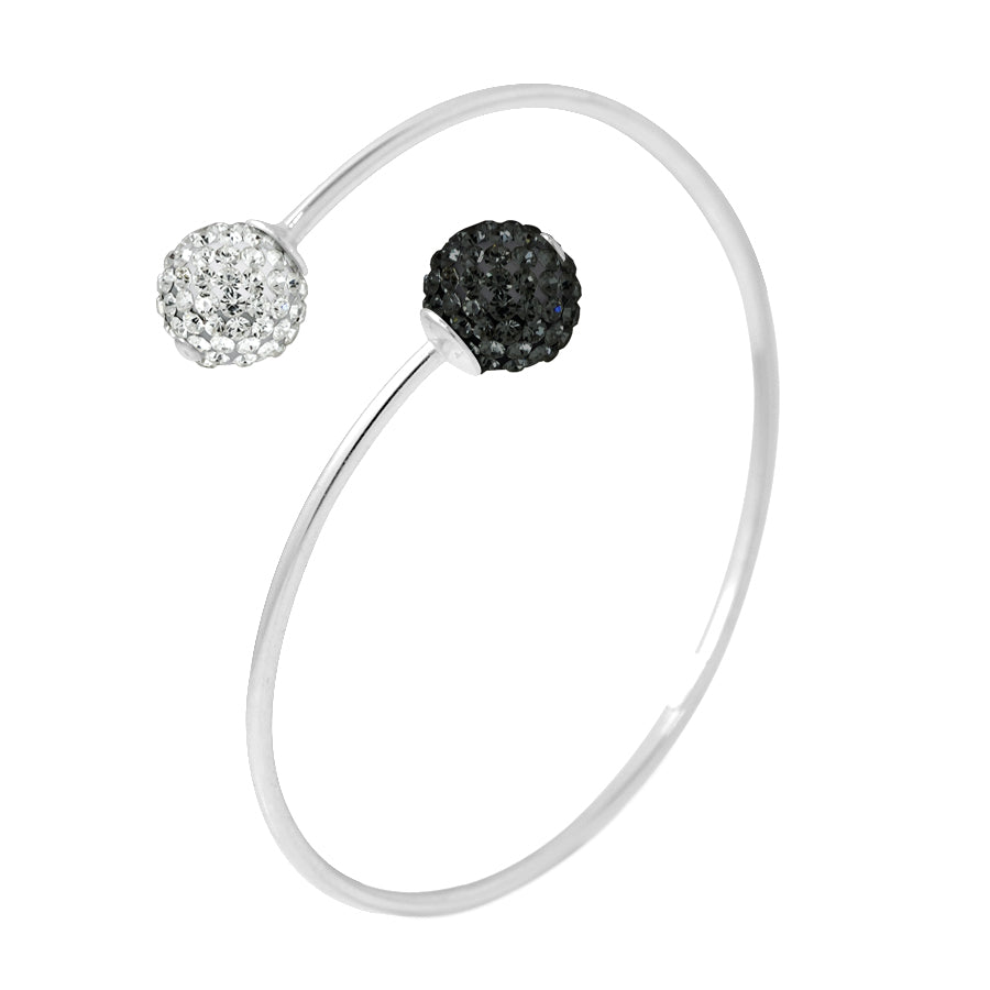 Bracelet TOI & MOI argent 925 avec cristaux blanc et noir 10 mm – vue produit fond blanc - kenvia