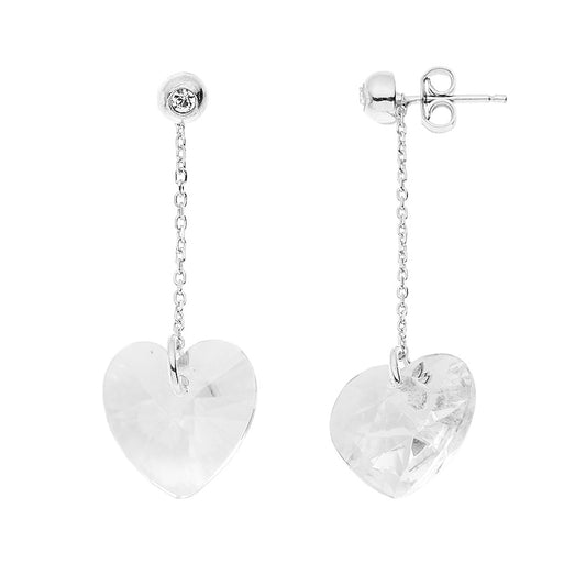 Boucles d'oreilles cœur cristal Swarovski système poussette argent 925 – vue principale | Kenvia