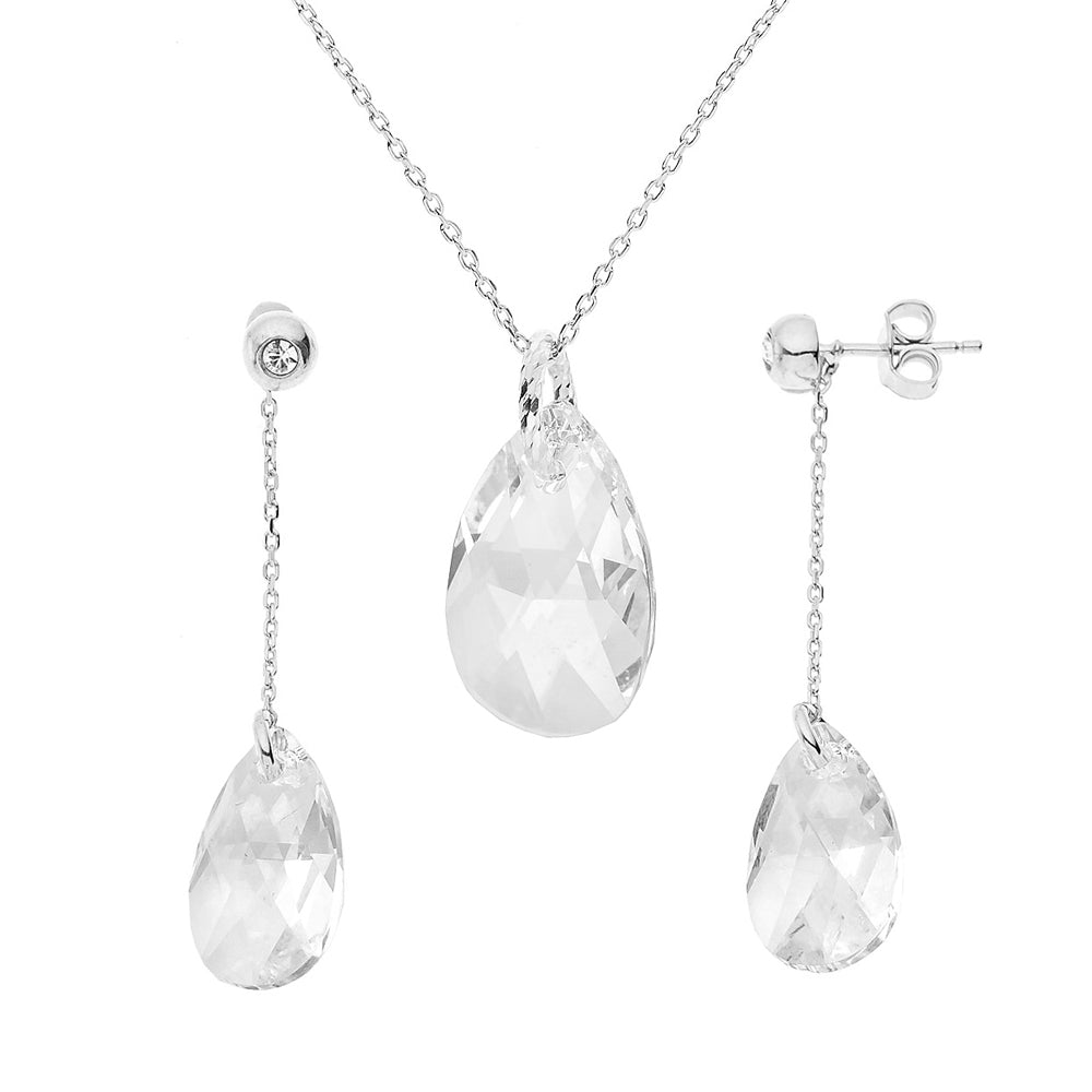 Parure collier et boucles d'oreilles cristal Swarovski Forever argent 925 – vue principale | Kenvia
