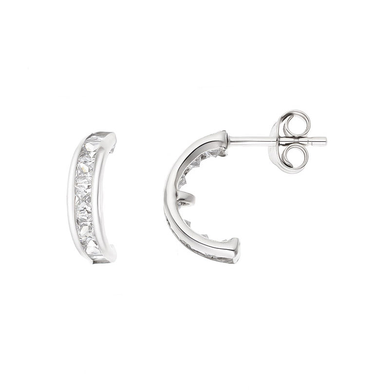Boucles d'oreilles créoles argent 925 rhodié serties de zirconium blanc - KENVIA