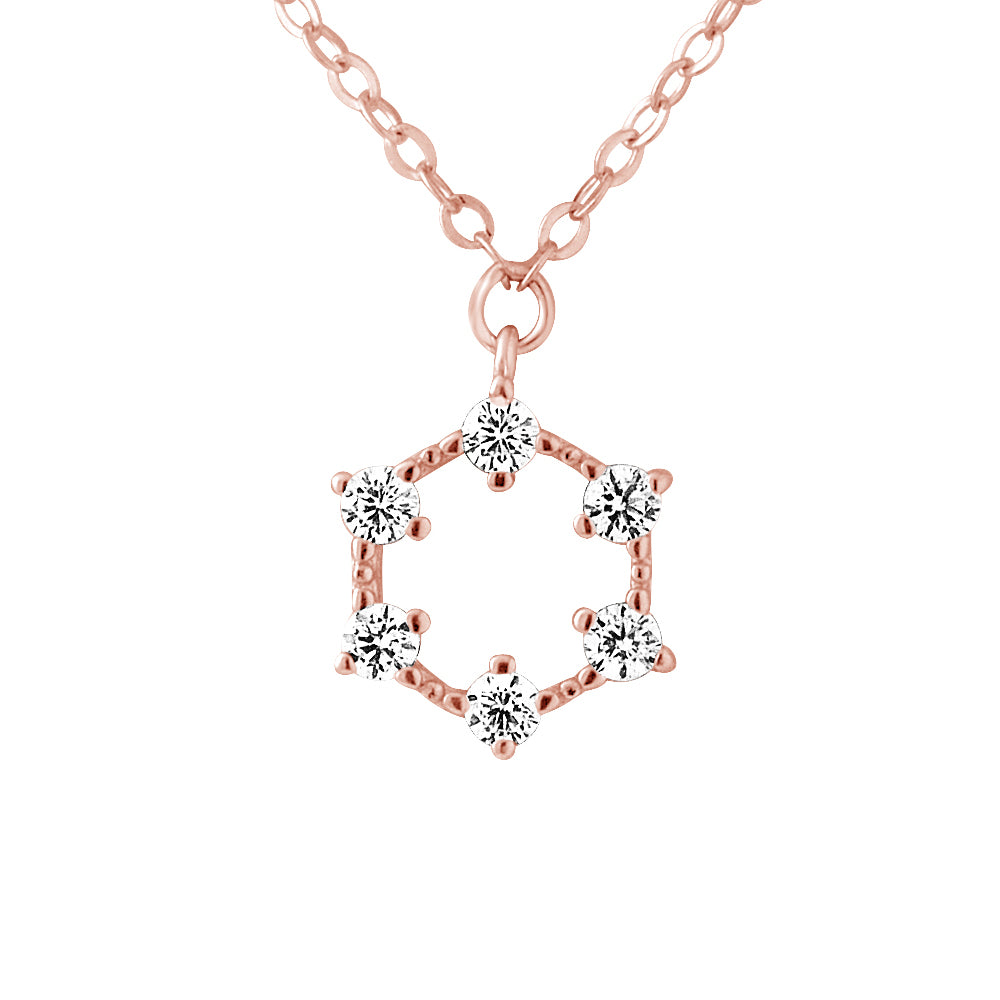 Collier pendentif cercle en argent 925 plaqué or rose avec zirconiums – vue principale