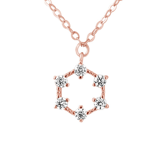 Collier pendentif cercle en argent 925 plaqué or rose avec zirconiums – vue principale