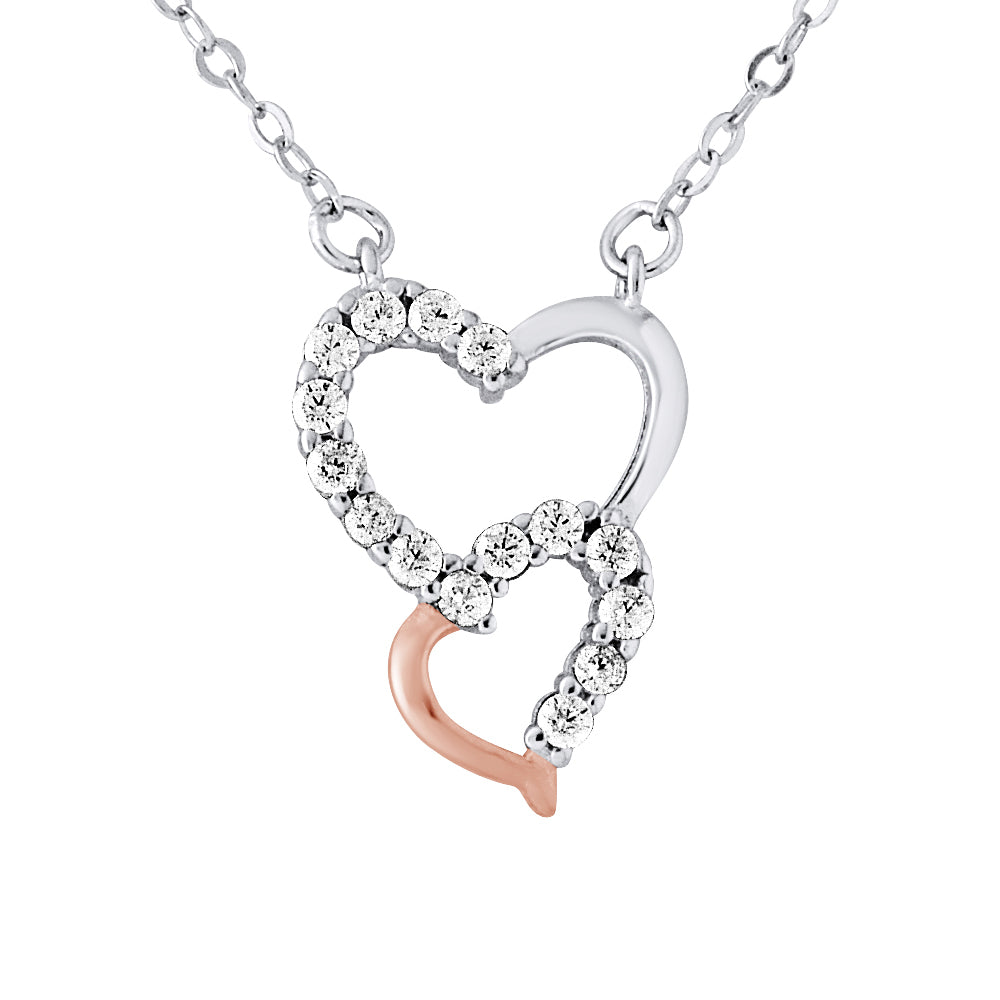 Collier Double Cœur –  detail chaîne maille forçat argent 925 | kenvia