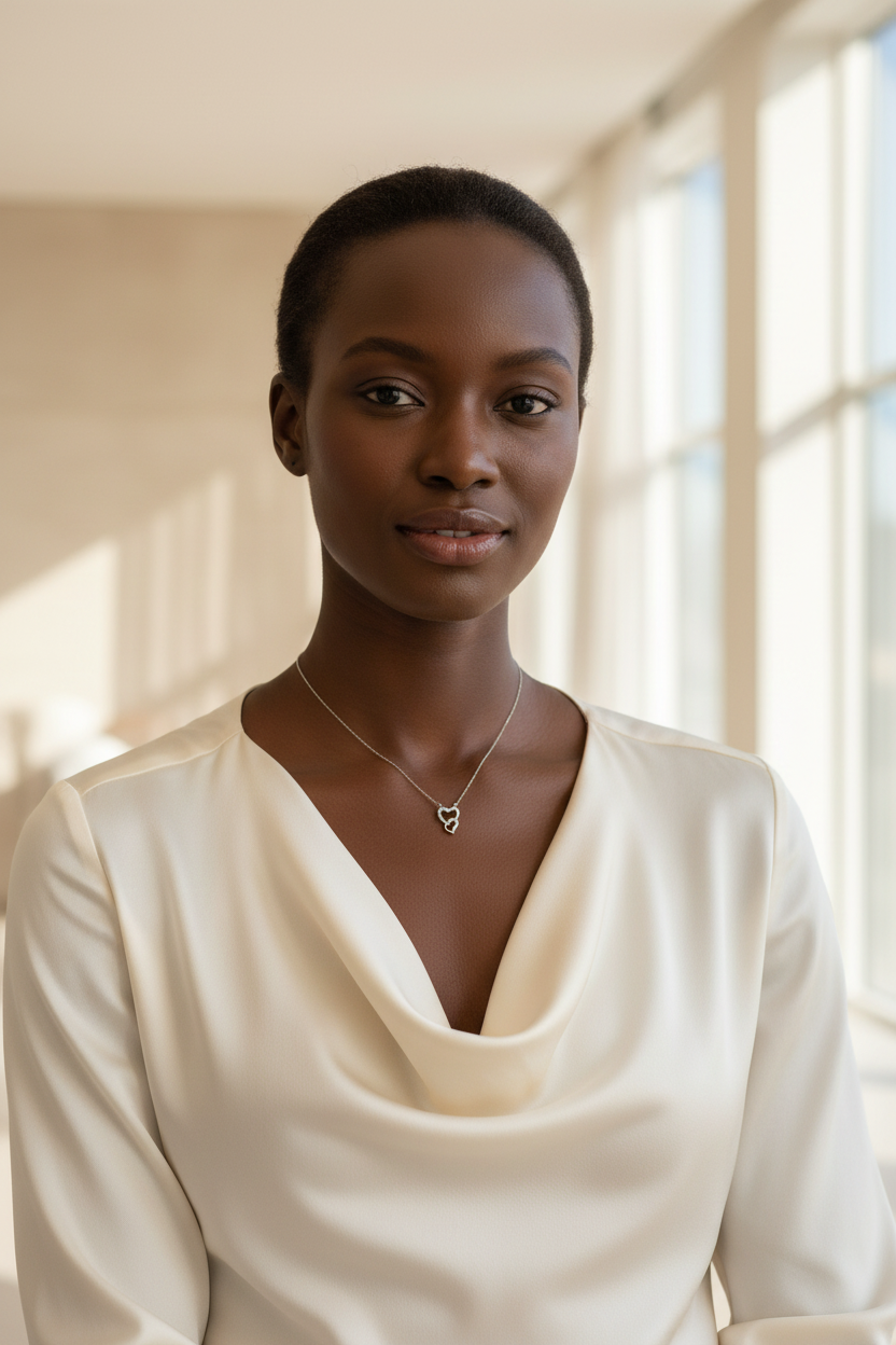 Collier Double Cœur porté – bijou femme argent 925 plaqué or rose - vue porte 2 | Kenvia