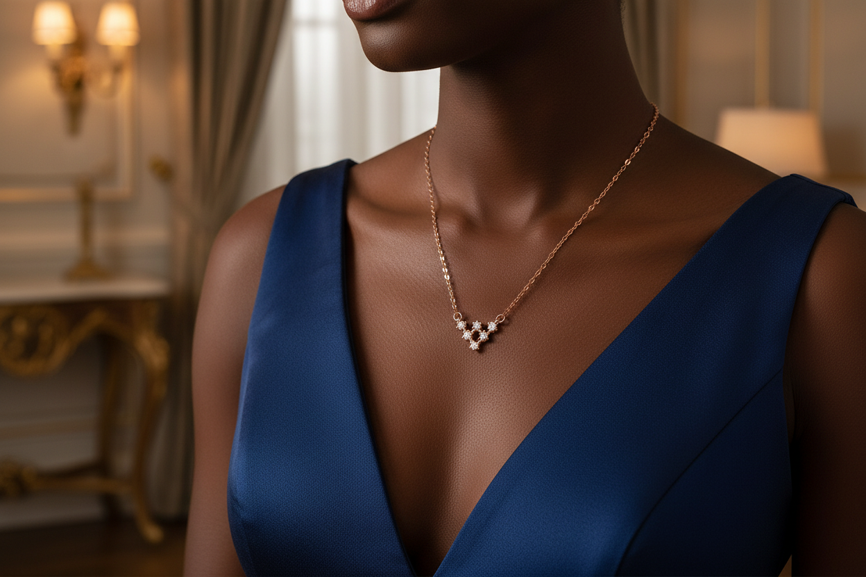Collier triangle zirconium or rose – livré avec certificat d'authenticité | KENVIA
