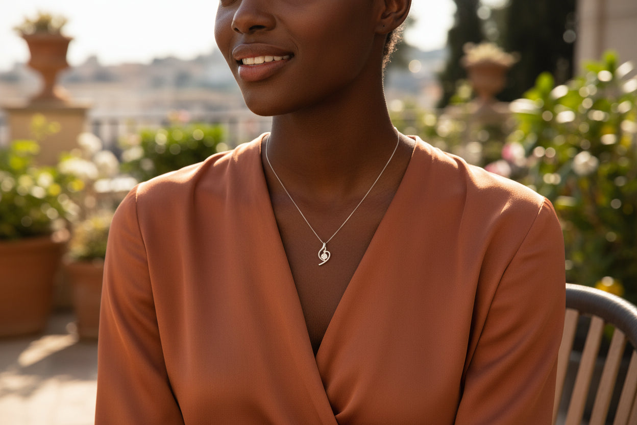 Collier argent 925 – détail du pendentif zirconium | kenvia