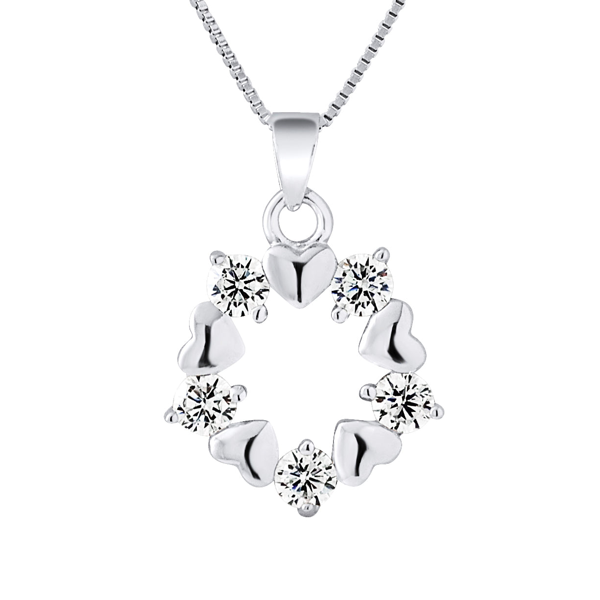 Détail du motif cercle cœur avec oxydes de zirconium – argent 925 | kenvia
