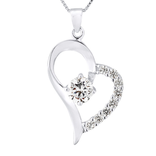 Collier cœur argent 925 cristaux synthétiques chaîne vénitienne 45cm – vue principale | Kenvia