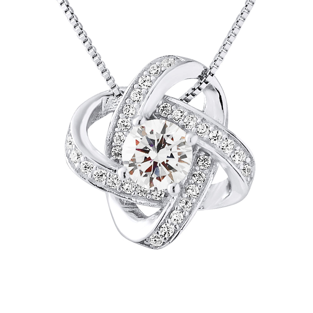 Collier NUD Kenvia – argent 925/1000, oxydes de zirconium, vue de face | kenvia
