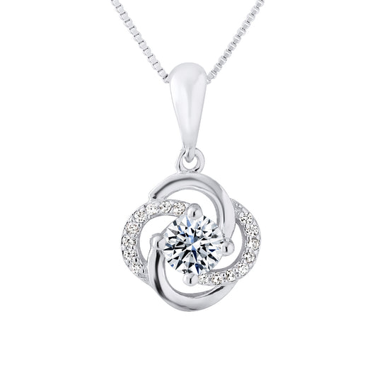 Collier fleur argent 925/1000 et oxydes de zirconium – photo produit fond blanc