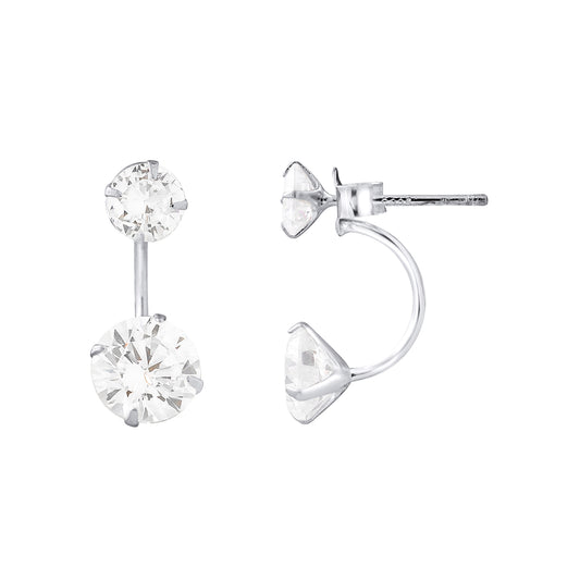 Boucles d'oreilles DUO en argent 925 avec oxydes de zirconium – vue produit fond blanc - kenvia