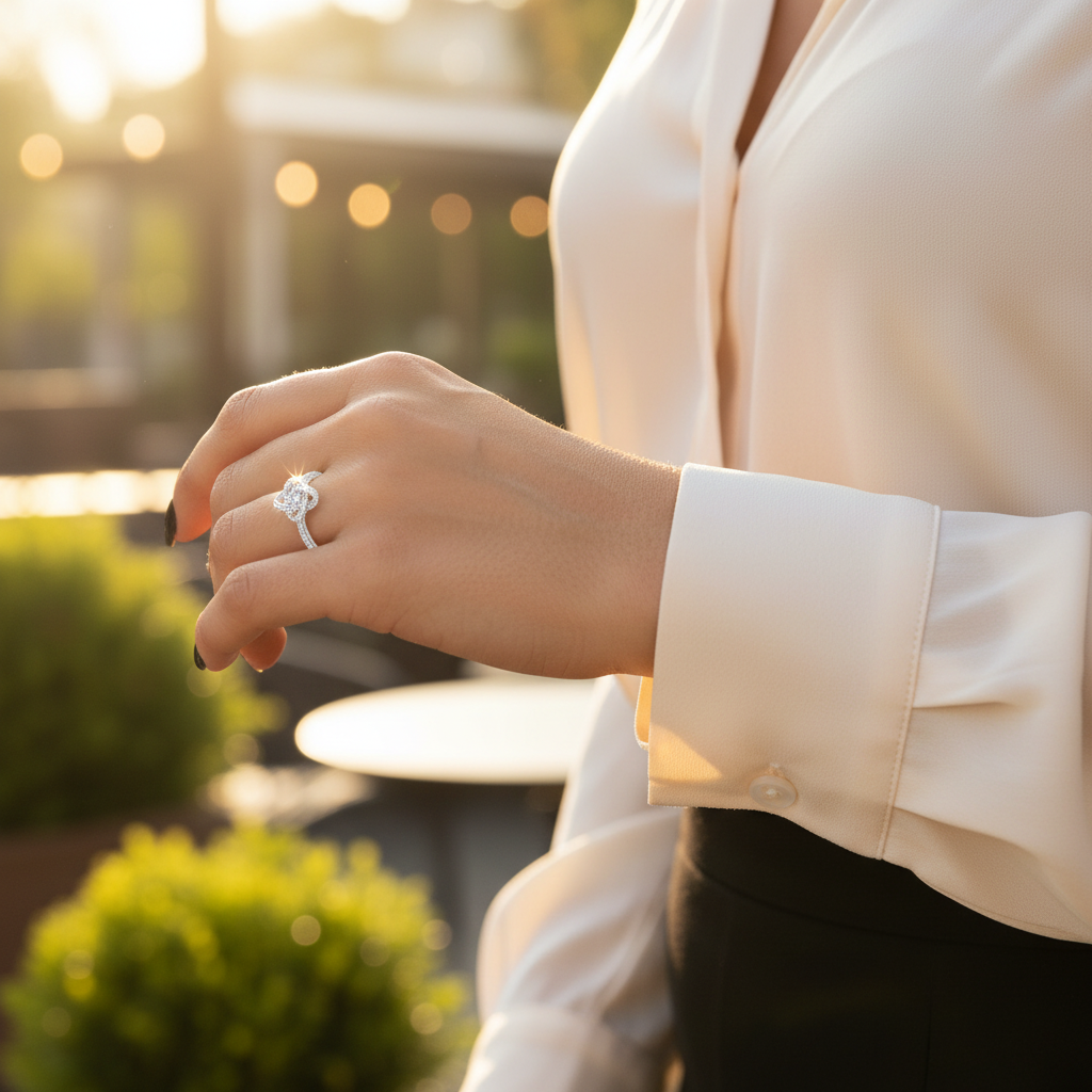 Bague Nœud argent 925 portée au doigt 2 - Beloved