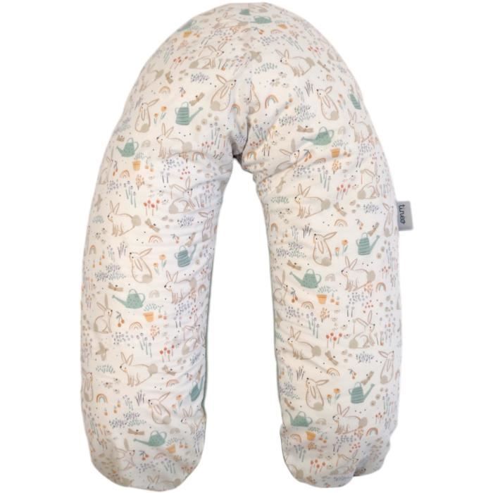 Coussin de maternité TINEO vert sauge motif lapins – vue principale | Kenvia