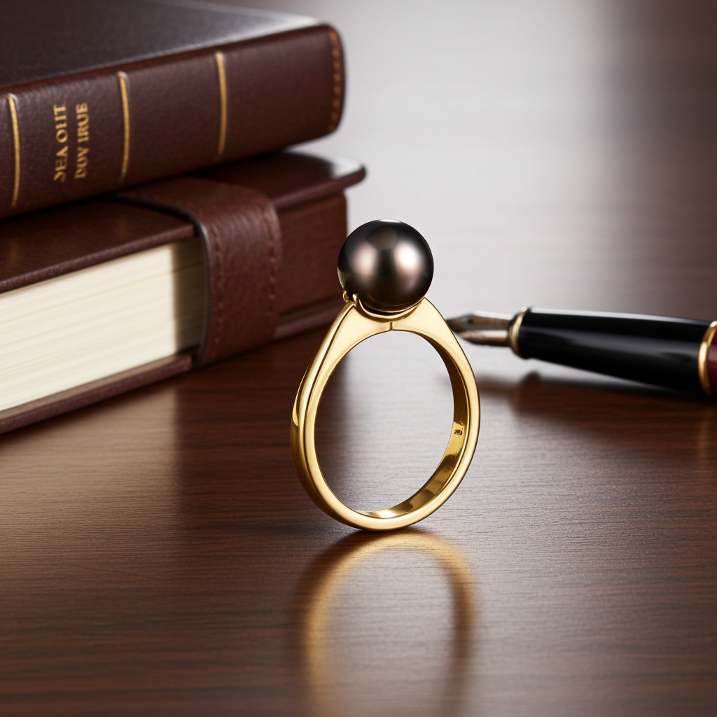 Bague perle de Tahiti 8-9mm or jaune – vue lifestyle bureau | Kenvia
