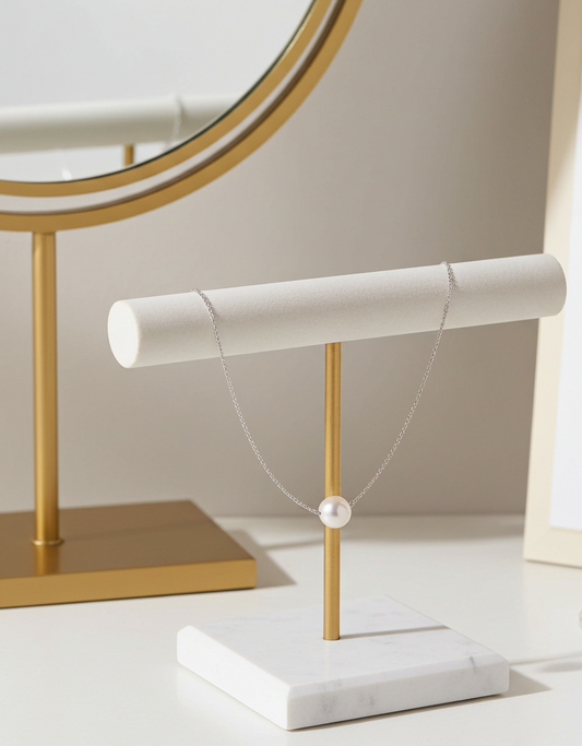 Bracelet perle de culture eau douce blanche 8-9mm argent 925 rhodié – vue principale | Perlinea Kenvia