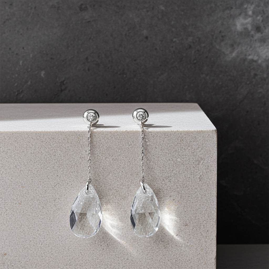 Boucles d'oreilles FOREVER SWAROVSKI argent 925 - détail cristal - KENVIA