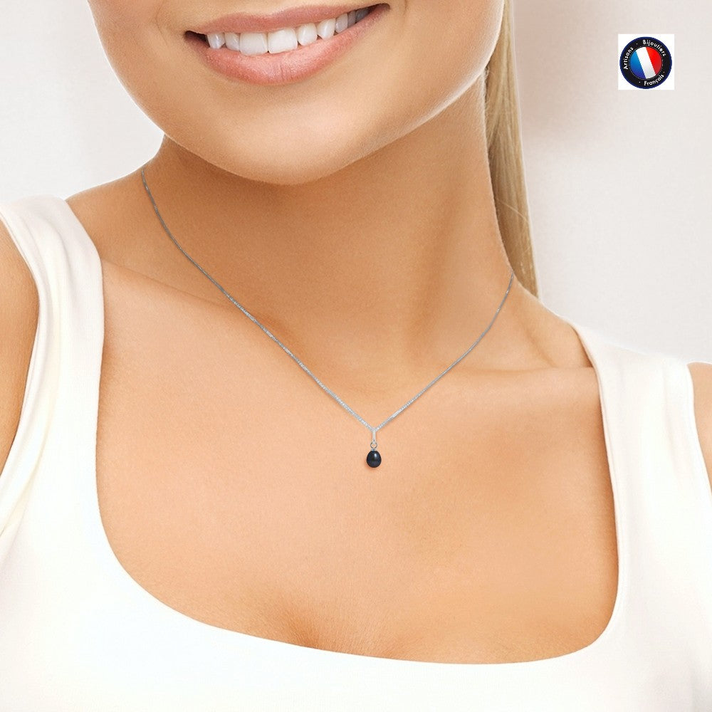 Collier perle noire Tahiti 5-6mm or blanc 9K – vue 2 | Perlinea Kenvia