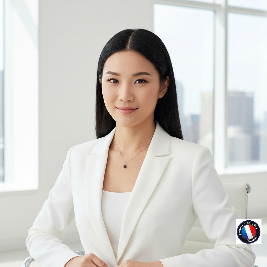 Collier perle Tahiti 5-6mm or blanc 9K – vue 4 bijou femme | Perlinea Kenvia