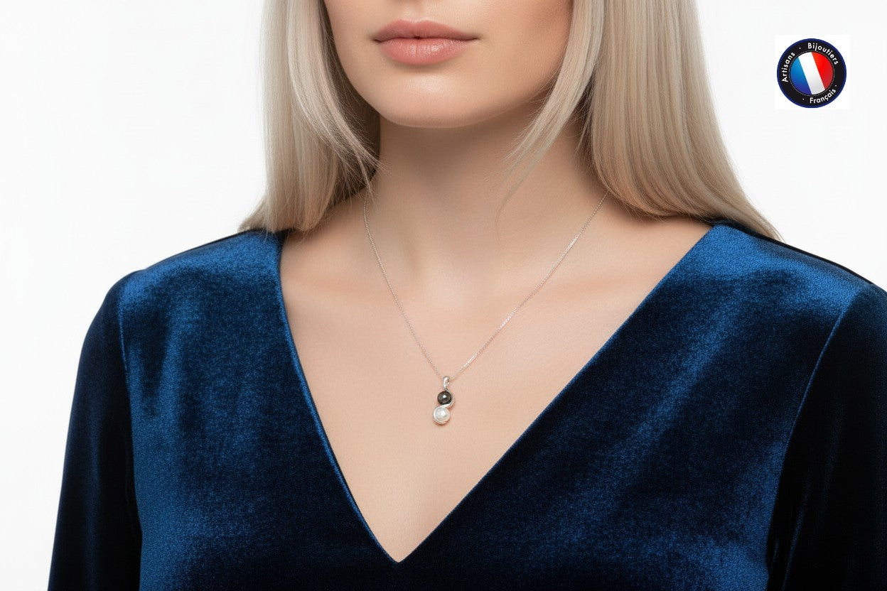 Collier perles Tahiti et eau douce portée – bijou femme élégant | Perlinea Kenvia
