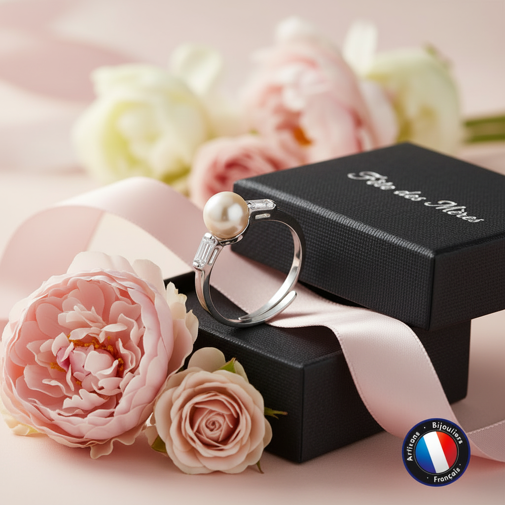 Bague perle de culture rose 6-7mm argent 925 réglable – vue principale | Perlinea Kenvia