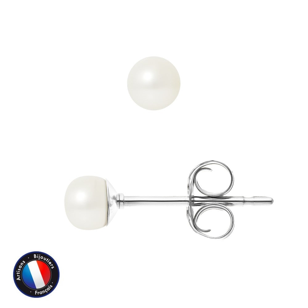 Boucles d'oreilles perles de culture blanches 4-5mm argent 925 – vue principale | Perlinea Kenvia
