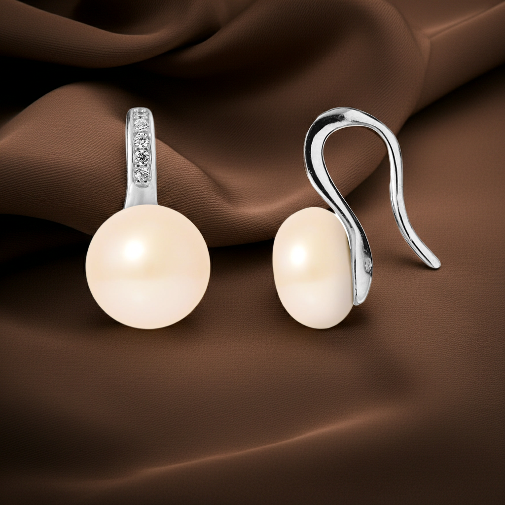 Boucles d'oreilles perles de culture rose AAA+ argent 925 rhodié – vue principale