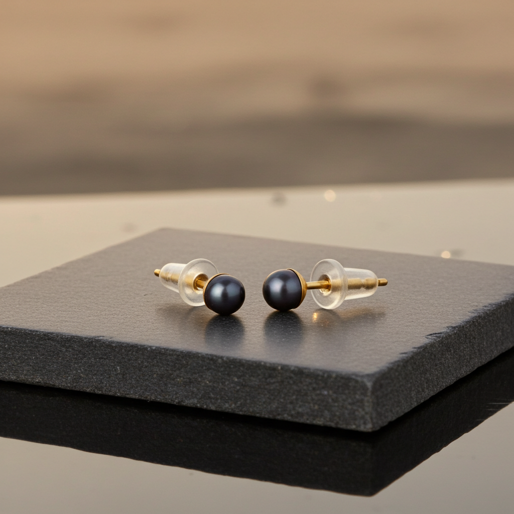 Boucles d'oreilles perles d'eau douce Black Tahiti qualité AAA+ monture or jaune – KENVIA
