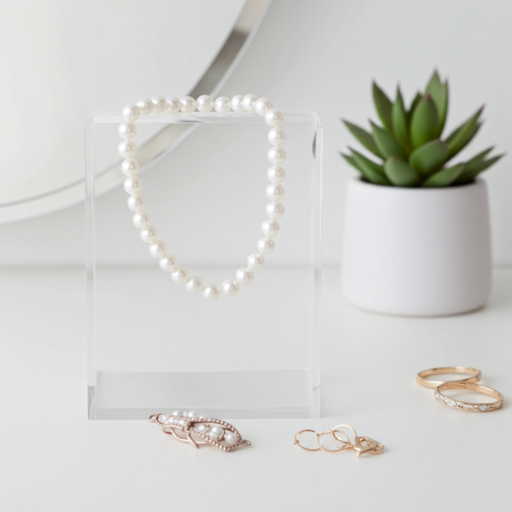 Bracelet perles blanches 5-6mm élastique – vue 2 bijou femme | Perlinea Kenvia