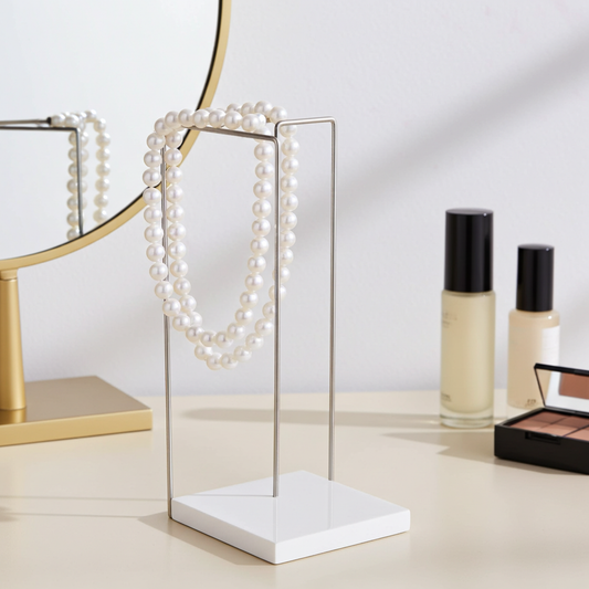 Bracelet porte bonheur perles de culture blanches 5-6mm élastique – vue principale | Perlinea Kenvia