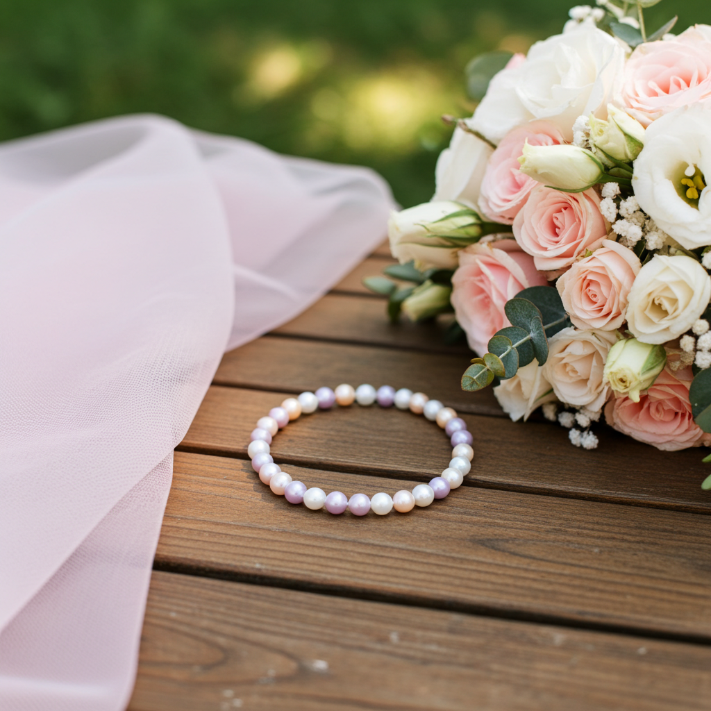 Bracelet porte bonheur perles multicolores élastique – vue 3 | Perlinea Kenvia