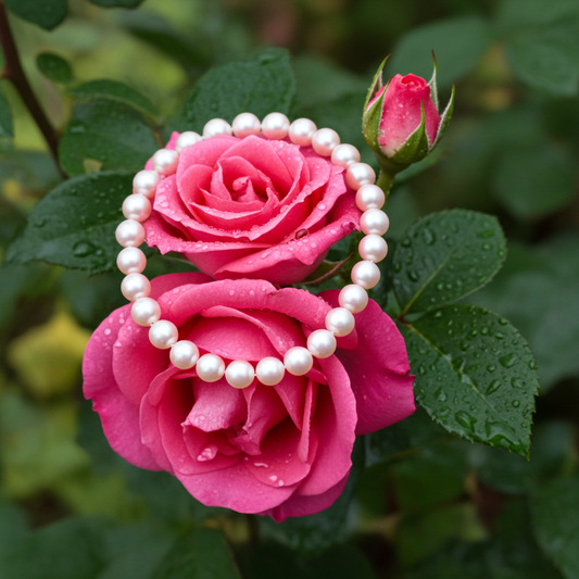 Bracelet porte bonheur perles de culture rose 5-6mm élastique – vue principale | Perlinea Kenvia