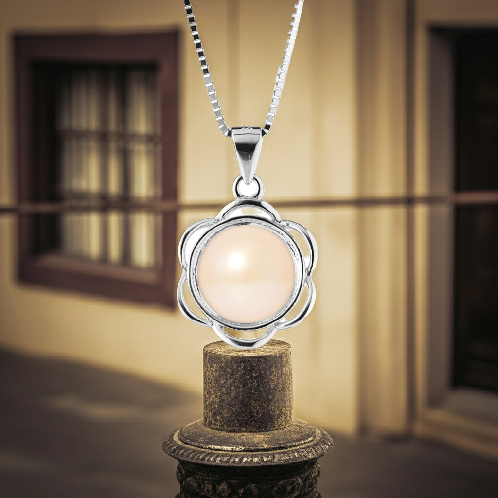 Collier perle de culture rose bouton 8-9mm – vue 2 argent 925 | Perlinea Kenvia