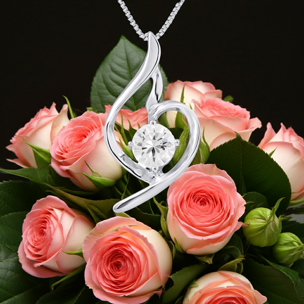 Collier Fantaisie argent 925 et zirconium – visuel lifestyle | kenvia