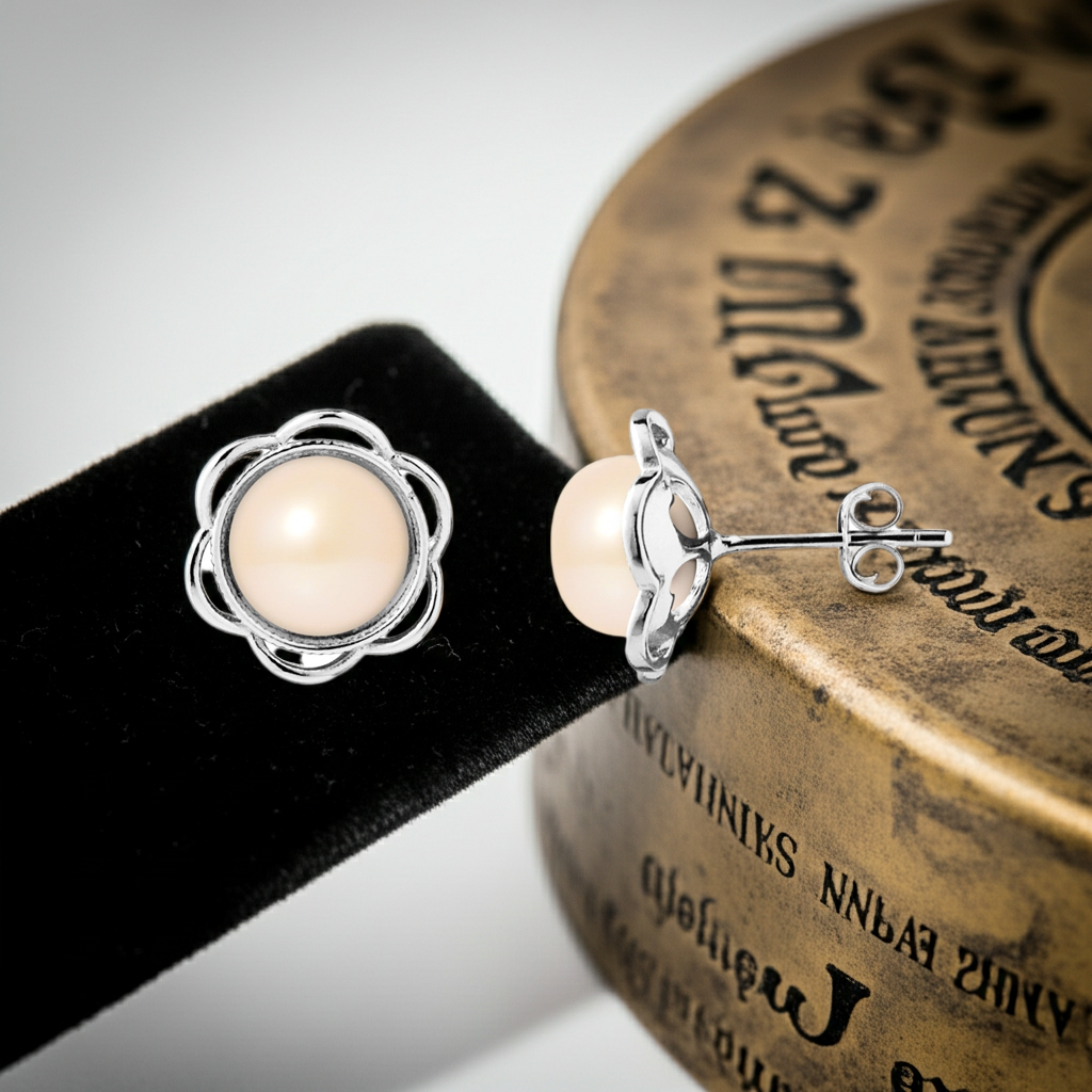 Boucles d'oreilles fleur perles roses 8-9mm – vue présentoir 3 | Perlinea Kenvia