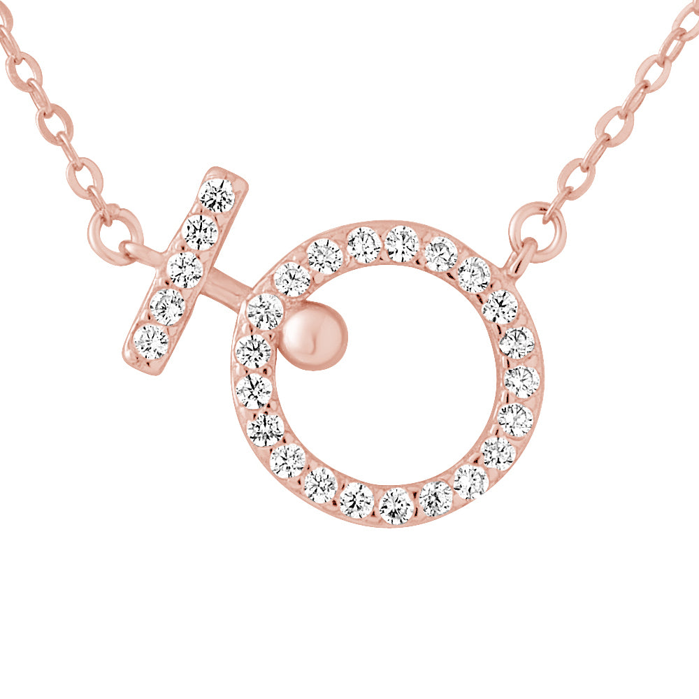 Collier cercle zirconium argent 925 plaqué or rose – vue principale fond blanc